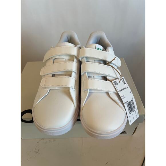 Adidas Advantage Base 2.0 Kids' Shoes White Green Size 2 - Picture 2 of 8